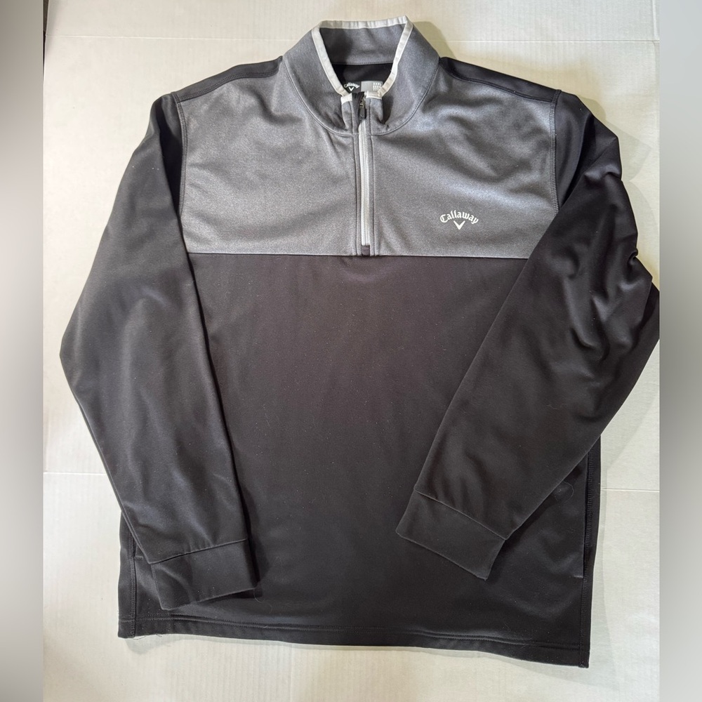 Callaway Men's Two-Tone Black and Gray fleece lined pullover 1/4 zip jacket